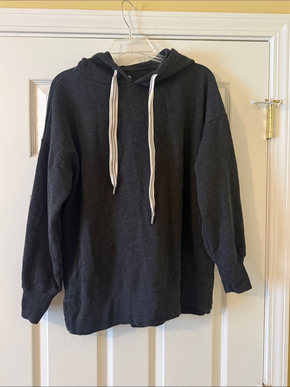 aerie Charcoal Hooded Sweatshirt with White Drawstrings